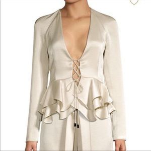 Alexis Reagan Deep V Peplum Tiered Blouse
